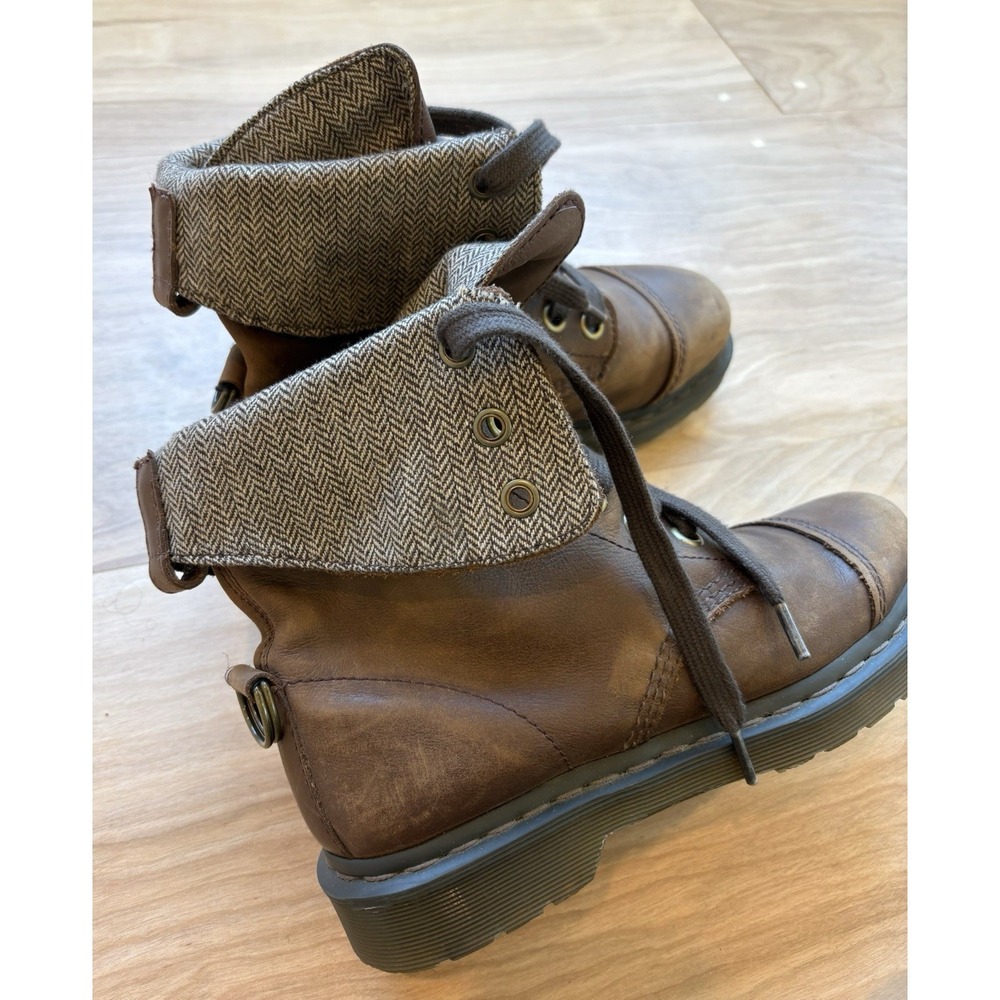 Dr. Martens Doc Aimilita Brown Leather Ribbon Lace Fold Down Boots Womens 9 - Picture 9 of 12
